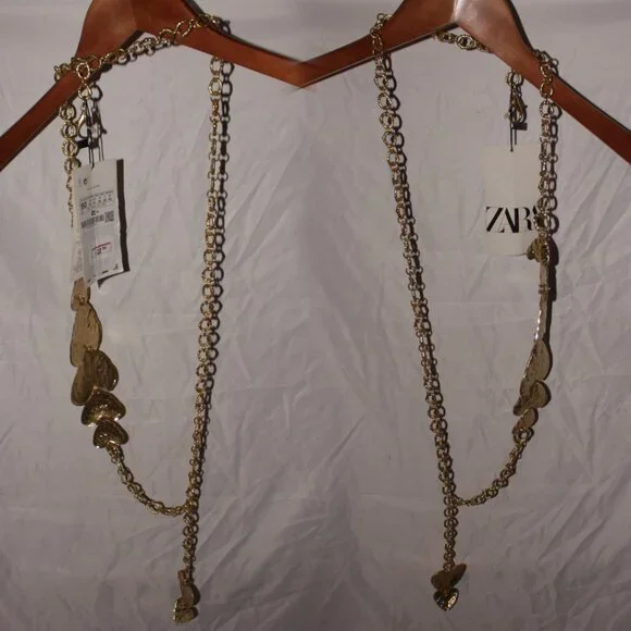 NWT Zara Oversized Gold Heart Chain Belt Size 30 display picture 3